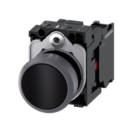 BOTON PULSADOR NEGRO 22MM 1NC PLASTICO ANILLO METALICO