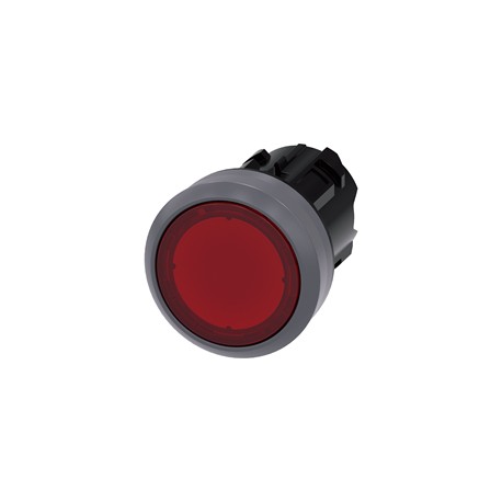 BOTON PULSADOR ILUMINADO ROJO 22MM PLASTICO ANILLO METALICO