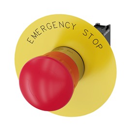 BOTON HONGO ROJO 22MM 1NC METALICO CON RETENCION CON PLACA