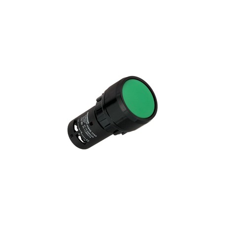 BOTON PULSADOR VERDE 22MM 1NA+1NC PLASTICO