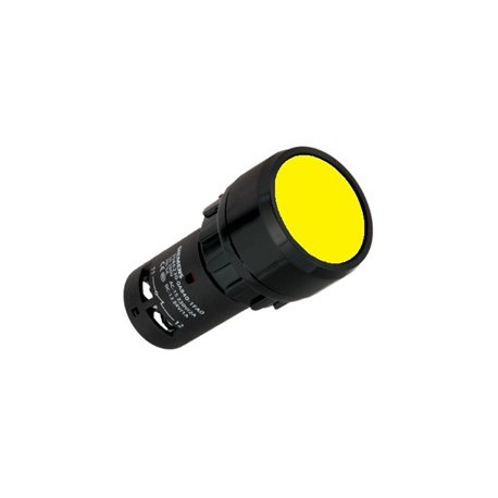 BOTON PULSADOR AMARILLO 22MM 1NA+1NC PLASTICO