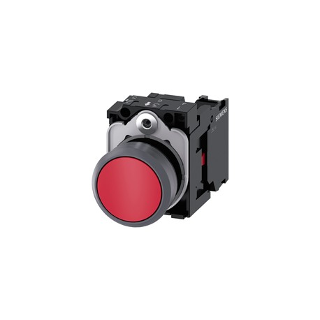 BOTON PULSADOR ROJO 22MM 1NC PLASTICO ANILLO METALICO