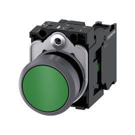 BOTON PULSADOR VERDE 22MM 1NA PLASTICO ANILLO METALICO