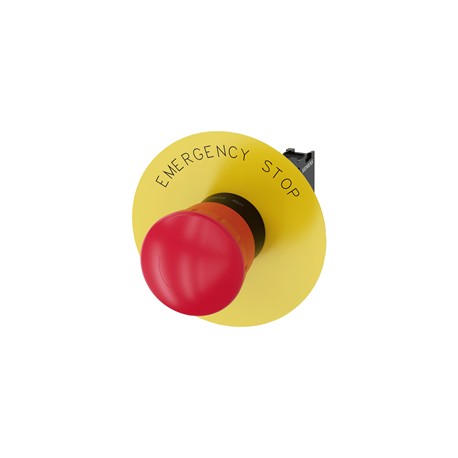 BOTON HONGO ROJO 22MM 1NC PLASTICO CON RETENCION CON PLACA