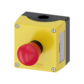 CAJA BOTONERA CON BOTON HONGO INTEGRADO PLASTICO AMARILLO 1 PUNTO DE MANDO