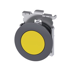 BOTON PULSADOR AMARILLO 30MM METALICO ANILLO FRONTAL