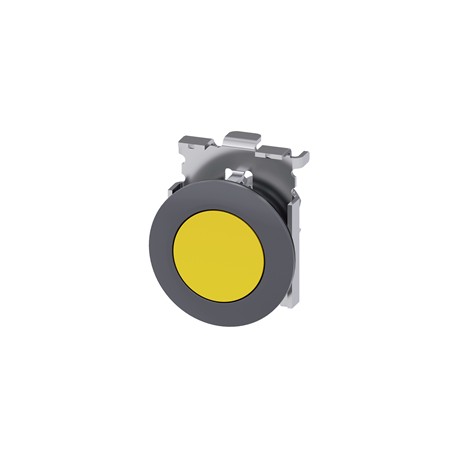 BOTON PULSADOR AMARILLO 30MM METALICO ANILLO FRONTAL