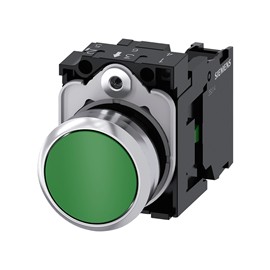 BOTON PULSADOR VERDE 22MM 1NA METALICO