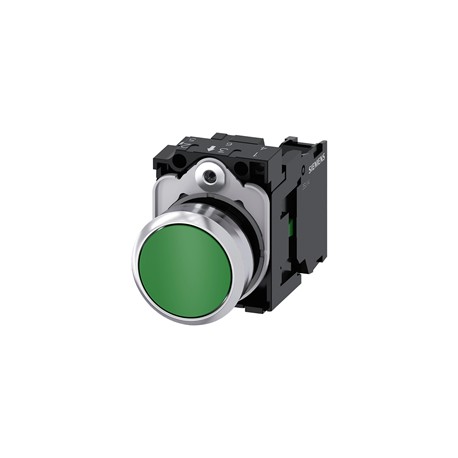 BOTON PULSADOR VERDE 22MM 1NA METALICO