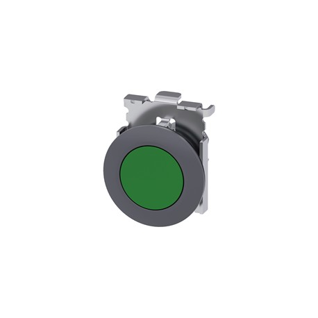 BOTON PULSADOR VERDE 30MM METALICO ANILLO FRONTAL