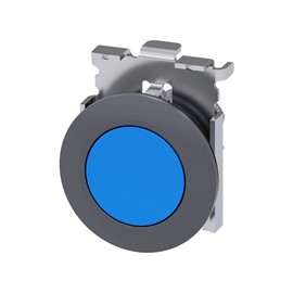 BOTON PULSADOR AZUL 30MM METALICO ANILLO FRONTAL