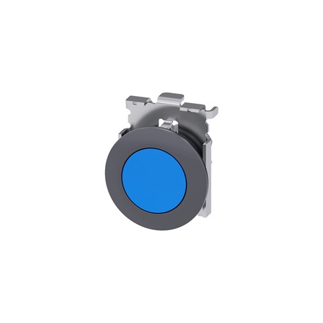 BOTON PULSADOR AZUL 30MM METALICO ANILLO FRONTAL