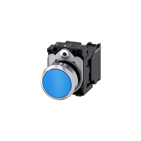 BOTON PULSADOR AZUL 22MM 1NA METALICO