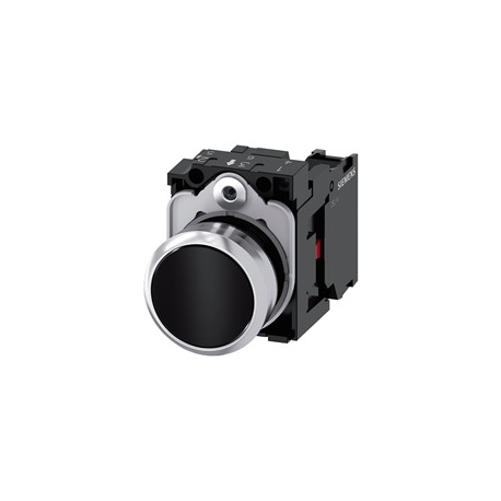 BOTON PULSADOR NEGRO 22MM 1NC METALICO