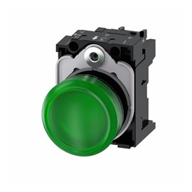 LAMPARA DE SENALIZACION 22MM REDONDO PLASTICO VERDE 110 V CA