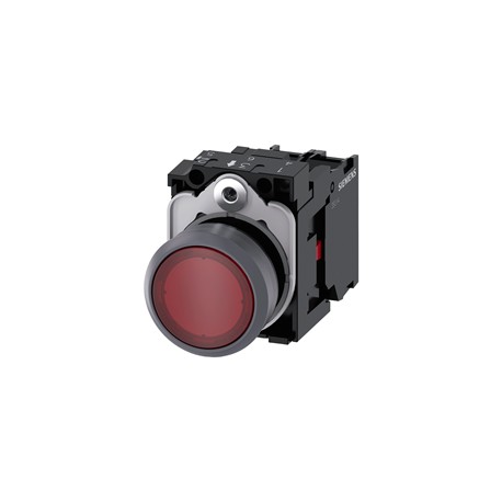 BOTON PULSADOR ILUMINADO ROJO 22MM 1NC LED INTEGRADO 110V AC PLASTICO ANILLO METALICO