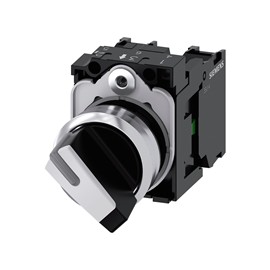 SELECTOR, ILUMINABLE, 22MM, REDONDO, METAL, BRILLANTE, NEGRO, BLANCO, MANILLA, CORTA, 2 POSICIONES O