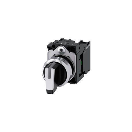 SELECTOR, ILUMINABLE, 22MM, REDONDO, METAL, BRILLANTE, NEGRO, BLANCO, MANILLA, CORTA, 3 POSICIONES I