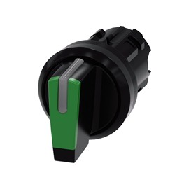 SELECTOR ILUMINABLE VERDE 22MM PLASTICO 3 POSICIONES I-O-II, SOSTENIDO