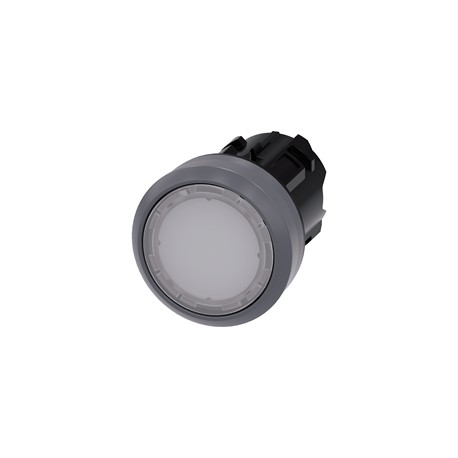 BOTON PULSADOR ILUMINADO BLANCO 22MM PLASTICO ANILLO METALICO