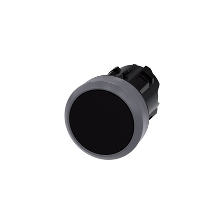 BOTON PULSADOR NEGRO 22MM SOSTENIDO PLASTICO ANILLO METALICO