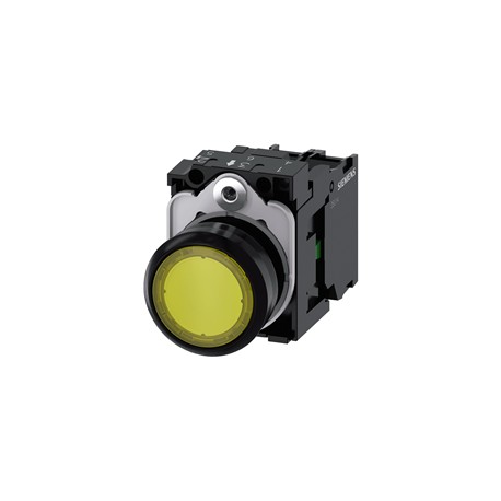 BOTON PULSADOR ILUMINADO AMARILLO 22MM 1NA LED INTEGRADO 24V AC/DC